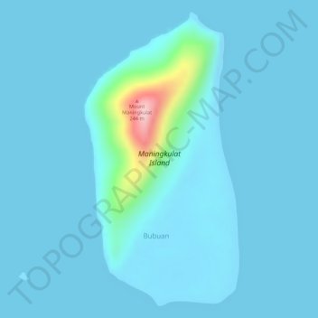 Mappa topografica Maningkulat Island, altitudine, rilievo
