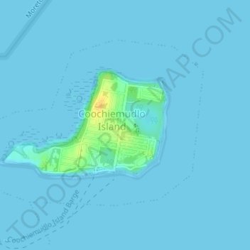 Mappa topografica Coochiemudlo Island, altitudine, rilievo