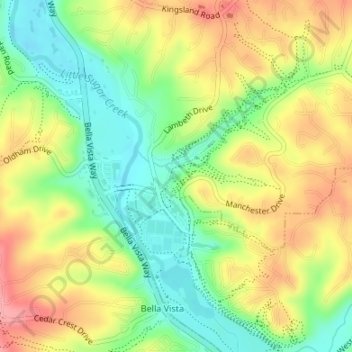 Mappa topografica Blowing Springs Bike & Fitness Park, altitudine, rilievo