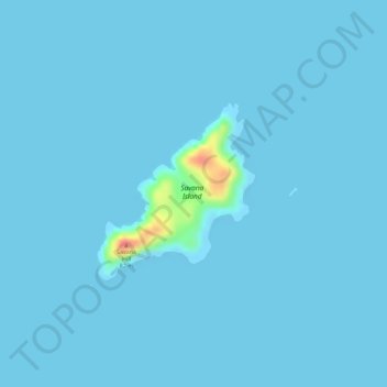 Mappa topografica Savana Island, altitudine, rilievo