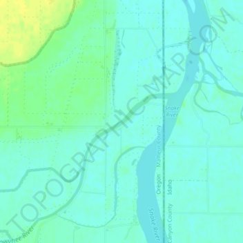 Mappa topografica Owyhee River, altitudine, rilievo