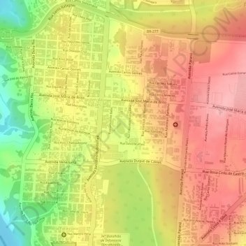 Mappa topografica Jardim das Nações, altitudine, rilievo