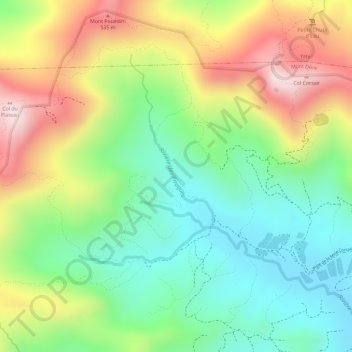 Mappa topografica Rivière des Pirogues, altitudine, rilievo