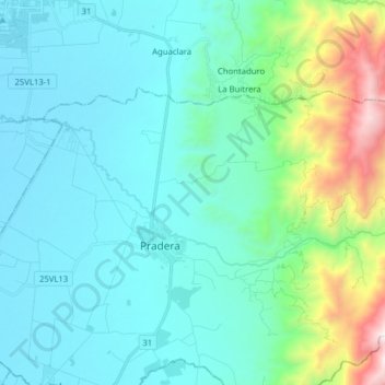 Mappa topografica Río Bolo, altitudine, rilievo