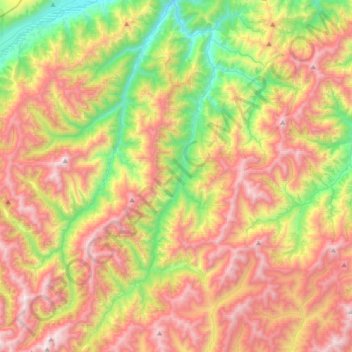 Mappa topografica Leatham River, altitudine, rilievo