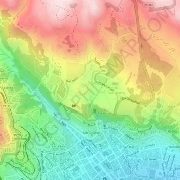 Mappa topografica Sayaqmarka, altitudine, rilievo