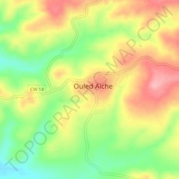 Mappa topografica Ouled Aiche, altitudine, rilievo