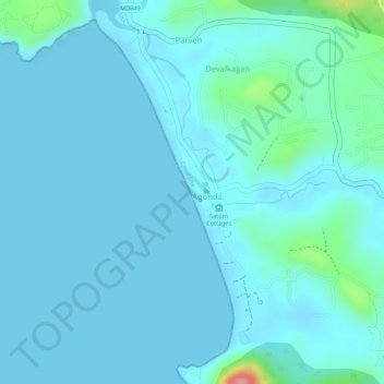 Mappa topografica Agonda Beach, altitudine, rilievo