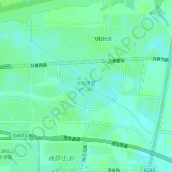 Mappa topografica 大阳垾湿地公园, altitudine, rilievo