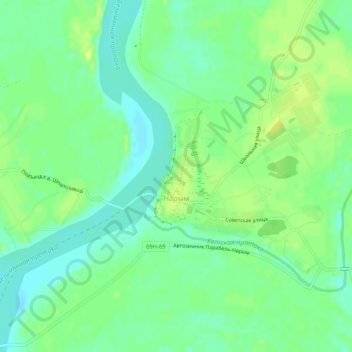Mappa topografica Нарым, altitudine, rilievo