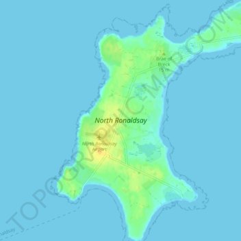 Mappa topografica North Ronaldsay, altitudine, rilievo