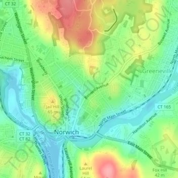 Mappa topografica Franklin Park, altitudine, rilievo