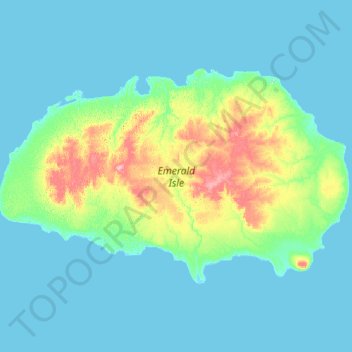 Mappa topografica Emerald Isle, altitudine, rilievo