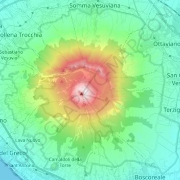 Mappa topografica Parco Nazionale del Vesuvio, altitudine, rilievo