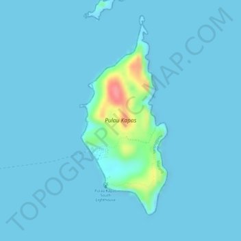 Mappa topografica Kapas Island, altitudine, rilievo