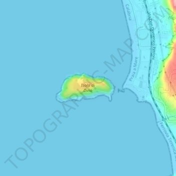 Mappa topografica Isola di Dino, altitudine, rilievo
