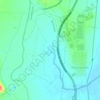 Mappa topografica PNM Colmillos del Río Verde, altitudine, rilievo