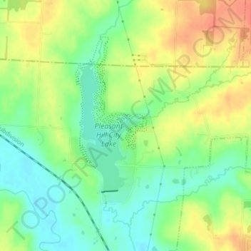 Mappa topografica Pleasant Hill City Lake, altitudine, rilievo