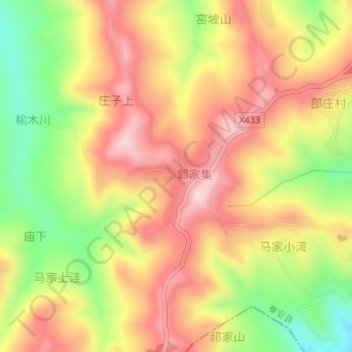 Mappa topografica 郭集村, altitudine, rilievo