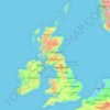 Mappa topografica Regno Unito, altitudine, rilievo