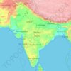 Mappa topografica India, altitudine, rilievo