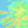 Mappa topografica County Kerry, altitudine, rilievo