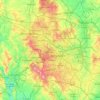 Mappa topografica West Midlands, altitudine, rilievo
