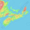 Mappa topografica Nova Scotia, altitudine, rilievo